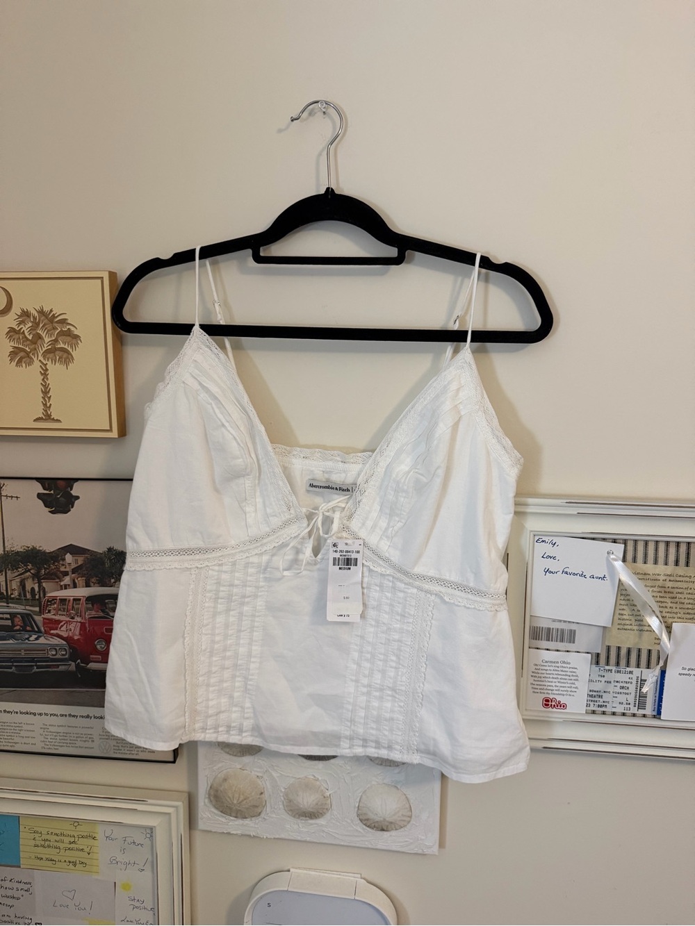 NWT White Lace-Trim Cami Tank Top - Abercrombie medium